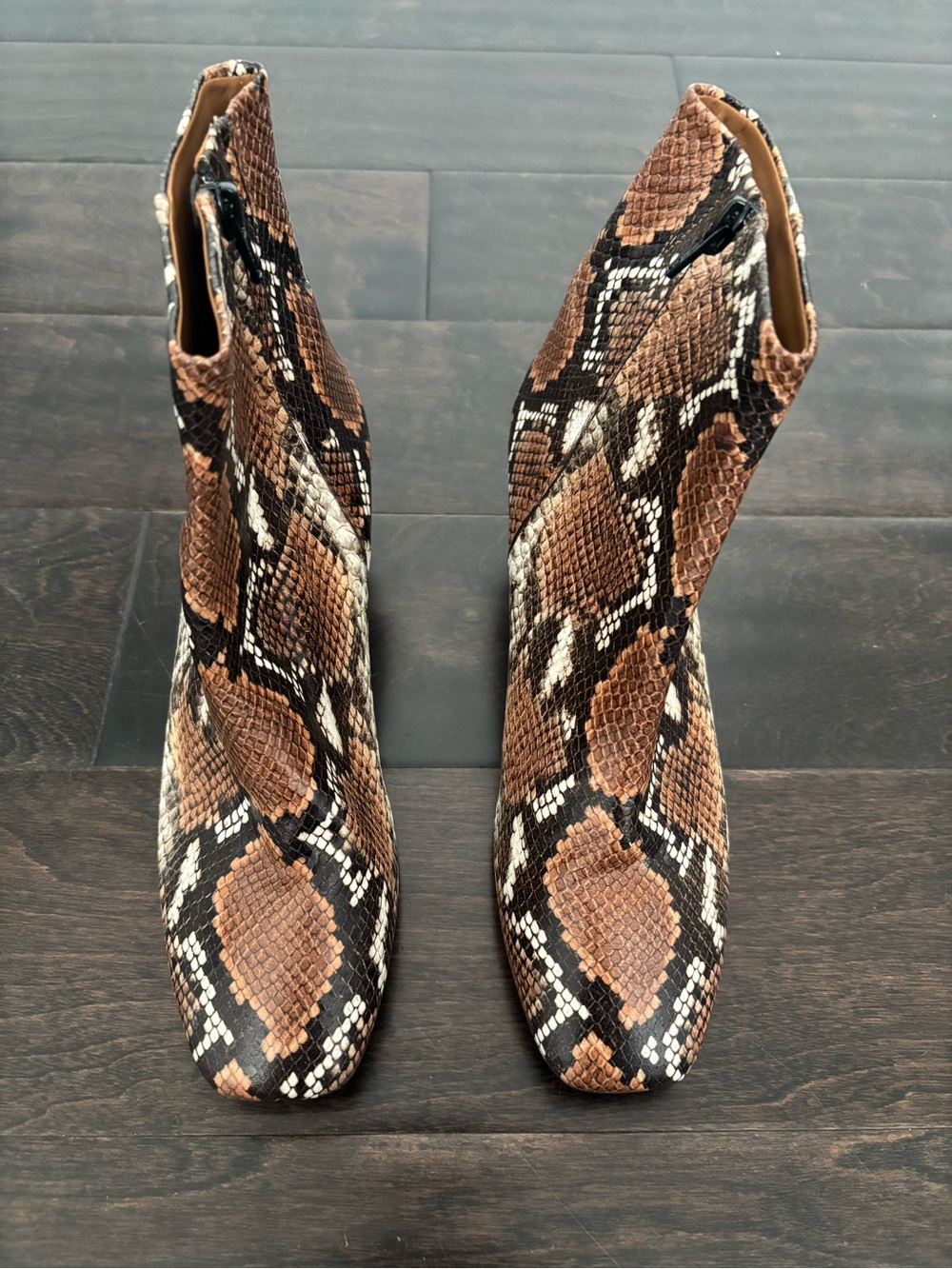 & Other Stories Brown Snake-Print Ankle Boots